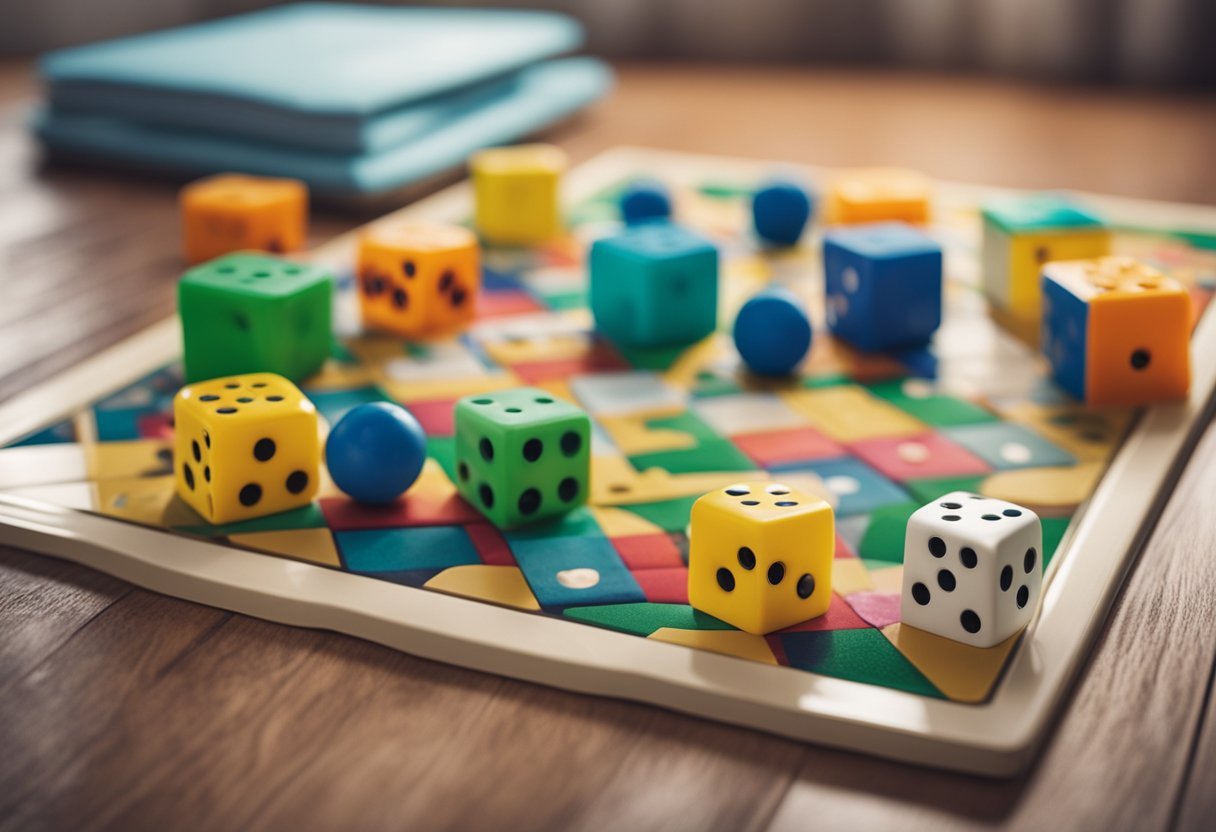 A colorful array of educational games and activities spread out on a cozy home floor